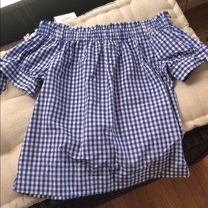 J. Crew Off Shoulder Gingham Top